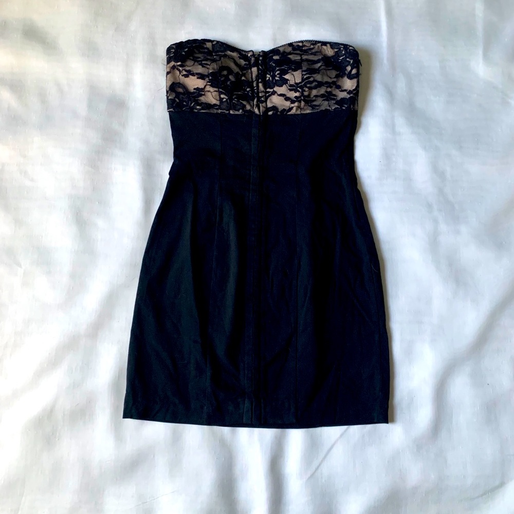 Black/Beige Lace Fitted Dress